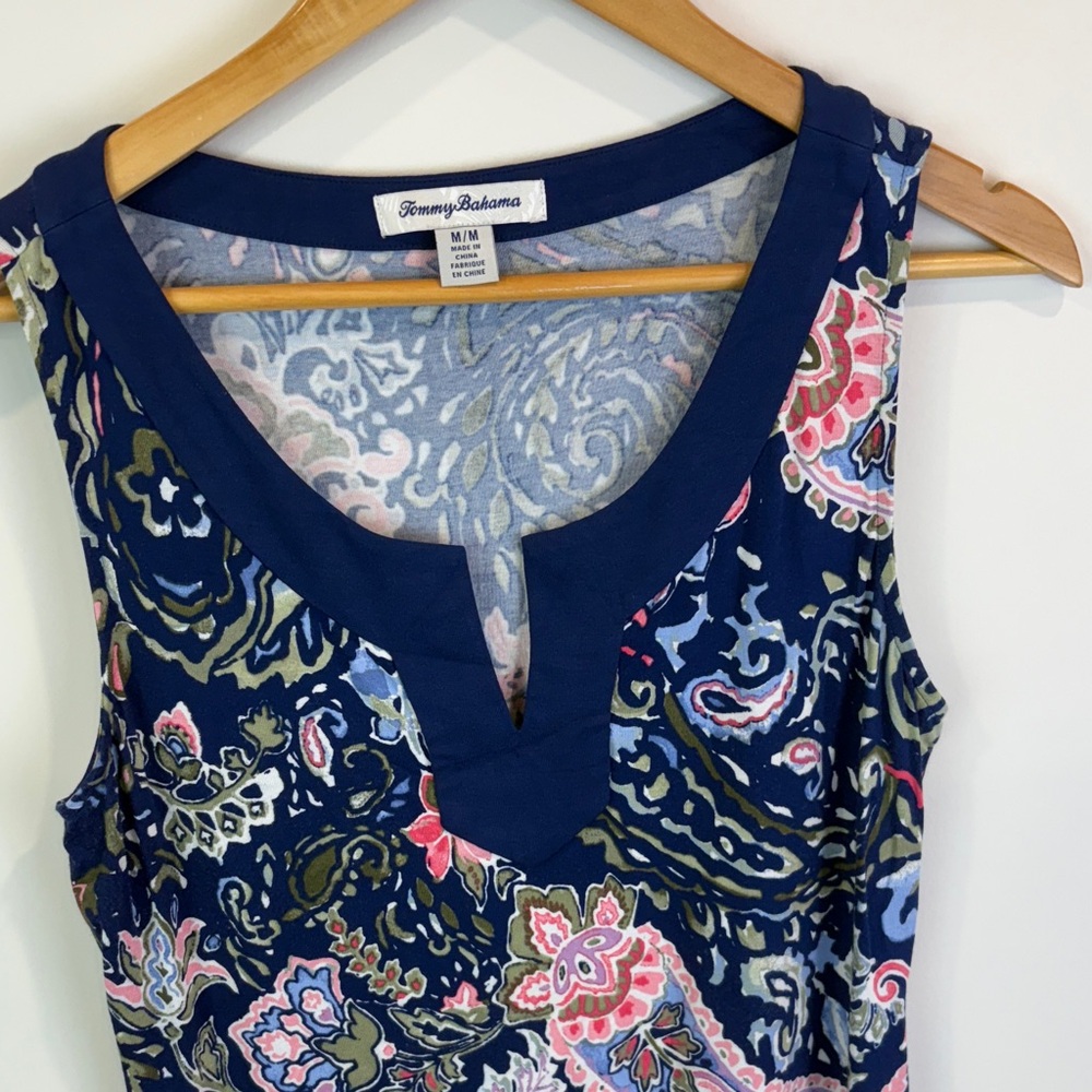 Tommy Bahama Paisley Dress - Navy and Pink size M - Picture 4 of 6